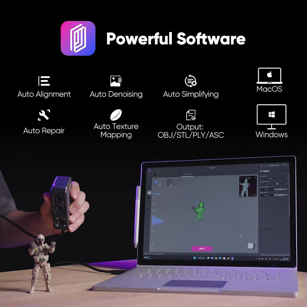 3DMakerpro Seal Lite 3D Scanner, NIR Light Source, 0.02mm Accuracy, 0.07mm Resolution, Anti-shake Lenses, 10fps Frame Rate, Visual Tracking