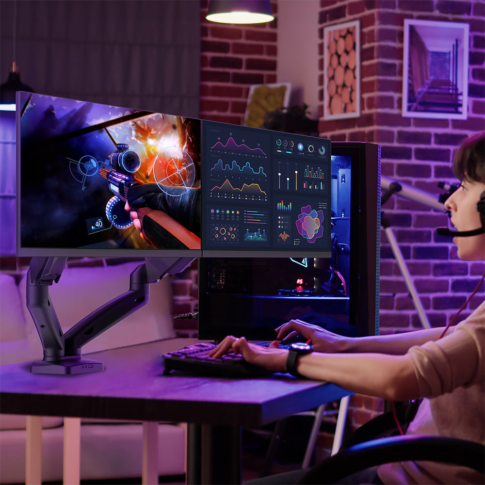 ACGAM MAS-1D Spring-Assisted Dual-Monitor Mount with Flexible Angle and Installation