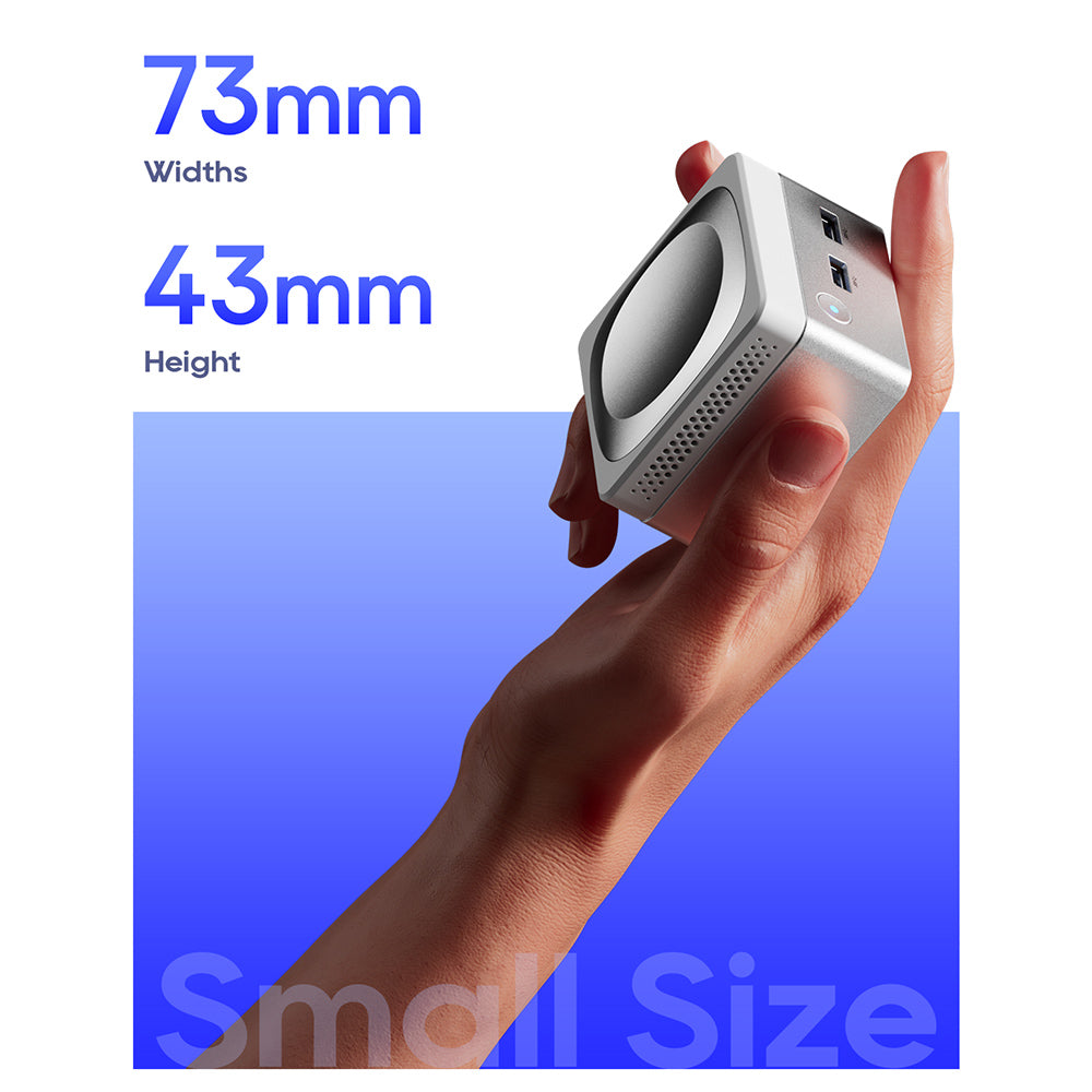 AOOSTAR T8 Mini PC (Free Docking Station), Intel N100 4 Cores Max 3.4GHz, 12GB LPDDR5 RAM 256GB SSD, Support Dual-screen 4K@60Hz Display, Dual Band WiFi, 1*Full-featured Type-C 2*USB3.0 2*USB2.0 1*HDMI 2*1000Mbps LAN 1*Audio Jack, 35W GaN Charger