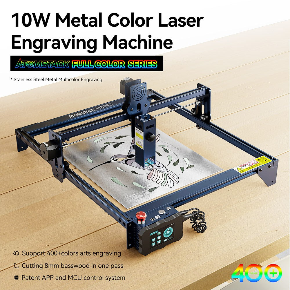 ATOMSTACK A10 Pro 10W Laser Engraver Cutter, 0.01mm High Accuracy, Fixed-Focus, Dual Compression Spot, 410*400mm