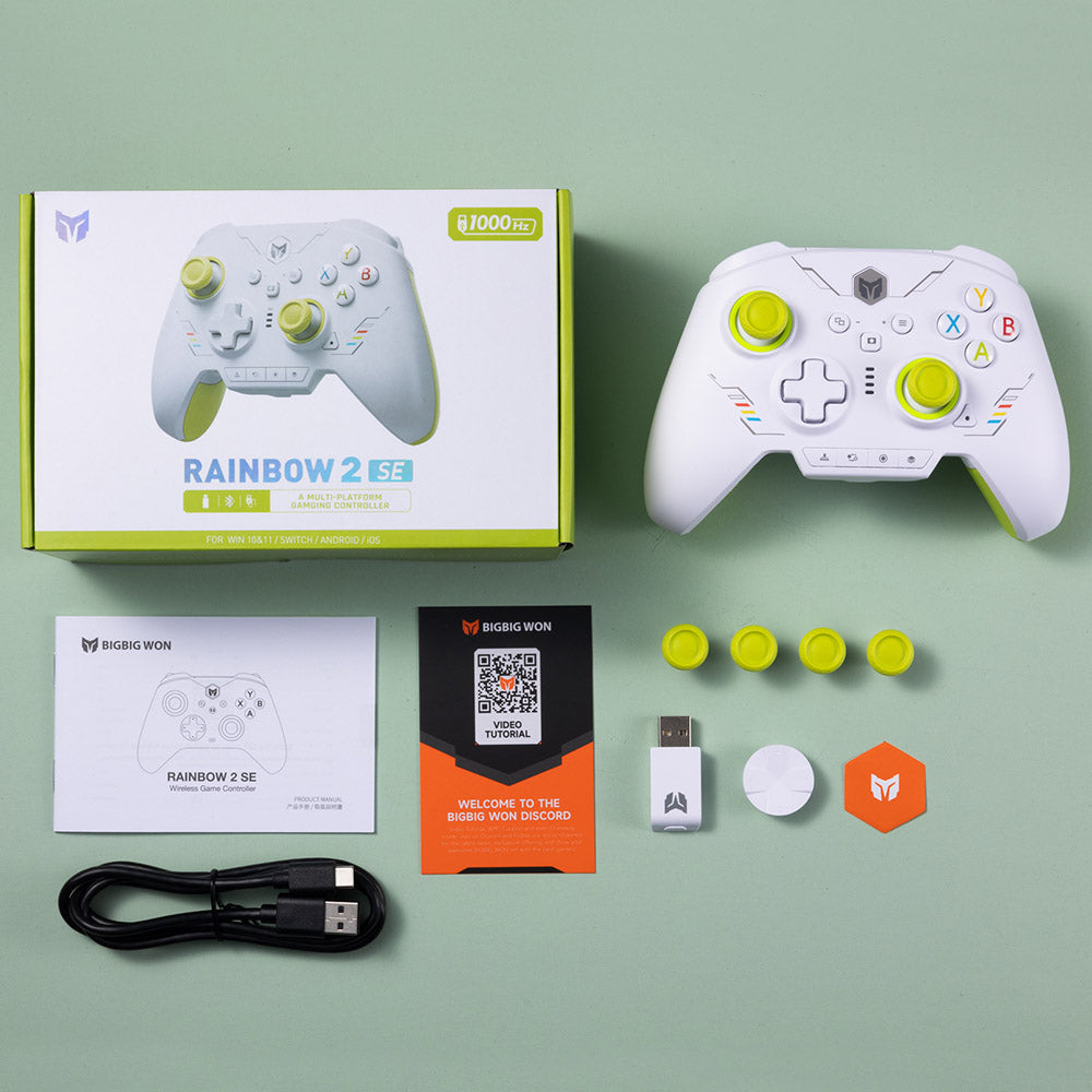 BIGBIG WON Rainbow 2 SE Game Controller, Hall Effect Trigger, Support Black Myth Wukong, 12-bit ADC, 4-way & 8-way D-pads, Compatible with Switch / PC / Android / iOS - Green