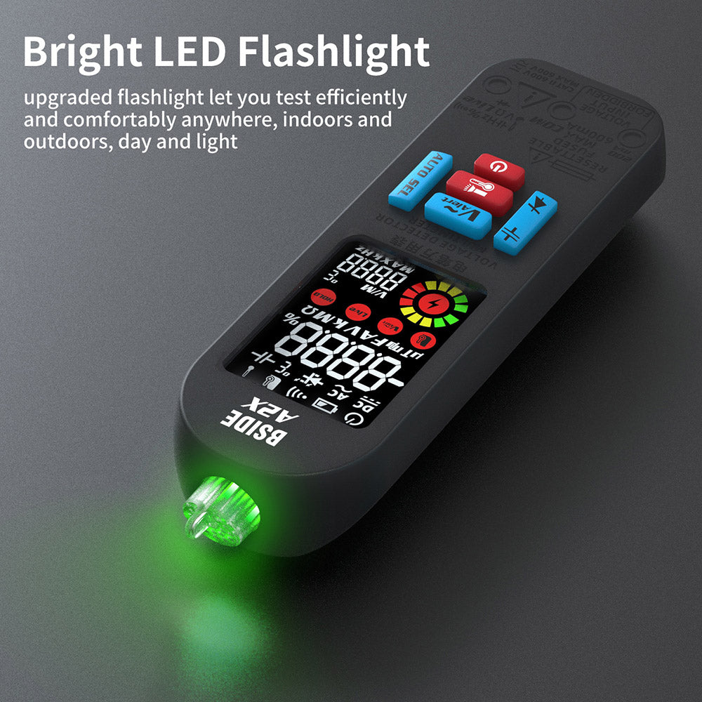 BSIDE A2X Intelligent Digital Multimeter, USB Charging, Color LCD Screen, Rechargeable Li-ion Battery, Bright LED Flashlight, Amp Smart Identification