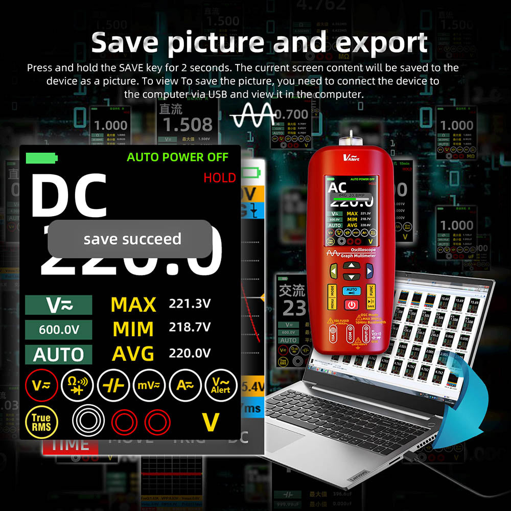 BSIDE O1 Digital Oscilloscope, Handheld Multimeter, Waveform Storage, Sampling Rate 48MSa/s 10MHz, Professional Electronic Components Tester - Red