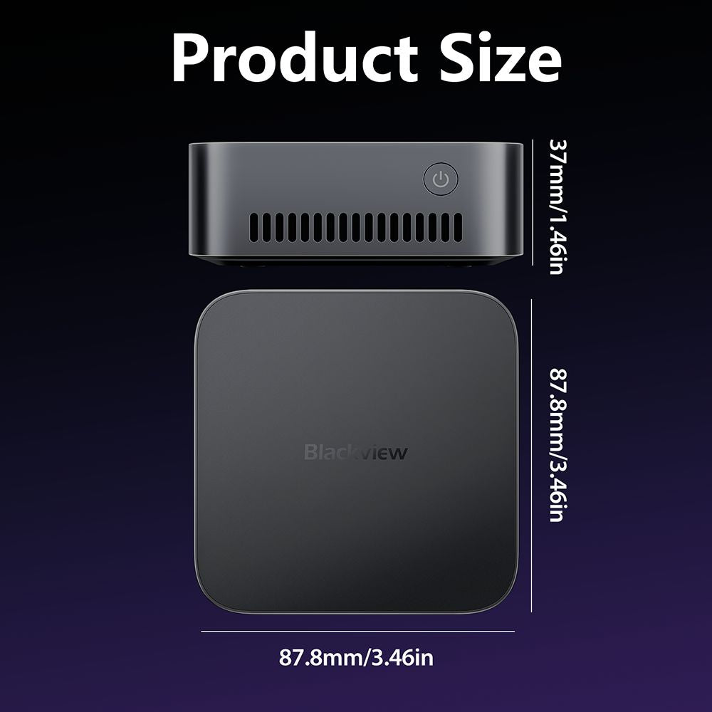 Blackview MP80 Mini PC, Intel N95 4 Cores Up to 3.4GHz, 16GB LPDDR5 RAM 512GB SSD, 3*HDMI Triple Screen Display, 2.4/5GHz Dual-band WiFi Bluetooth 4.2, 3*USB 3.0, 2*RJ45, 1*3.5mm HP/MIC TRRS