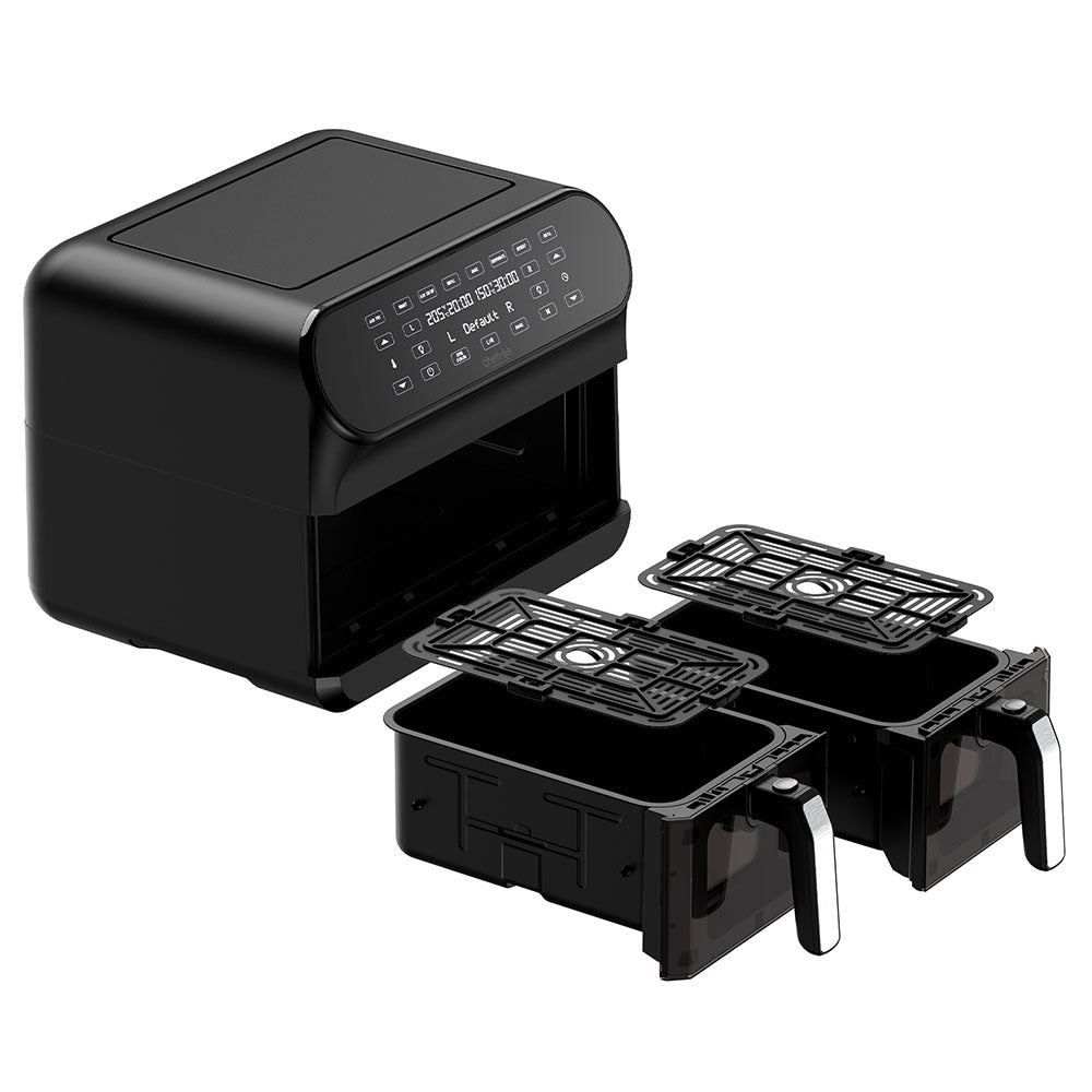 CHEFREE AFW20 Dual Air Fryer, with Viewing Window, 8L Family Sized, Nonstick, 8-in-1 Smart Programmes, Dishwasher Safe, Roast, Grill, Bake & Dehydrate