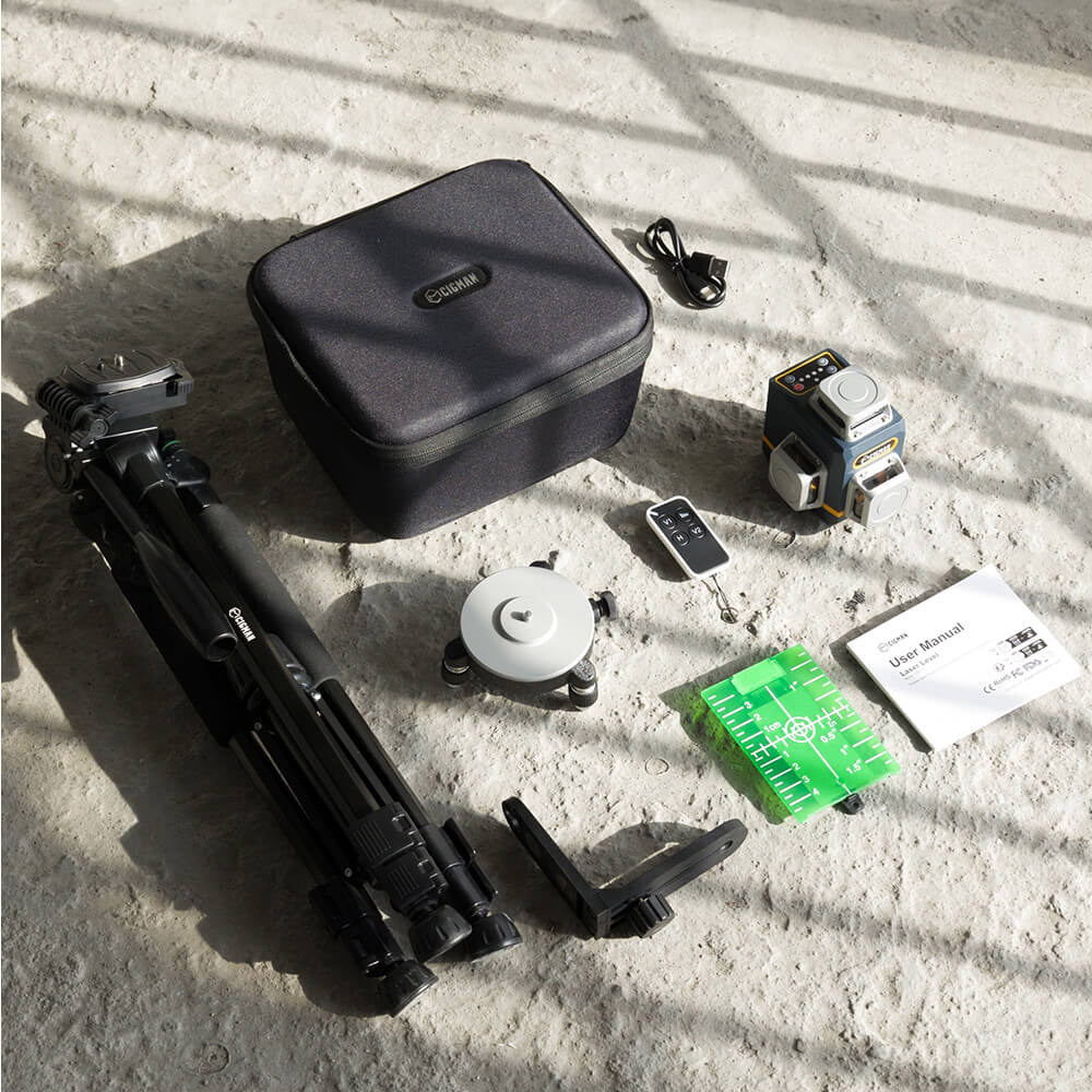 CIGMAN CM-701T 3x360° Laser Level with 1.5m Tripod, Remote Control, Self-Leveling, 4000mAh Battery