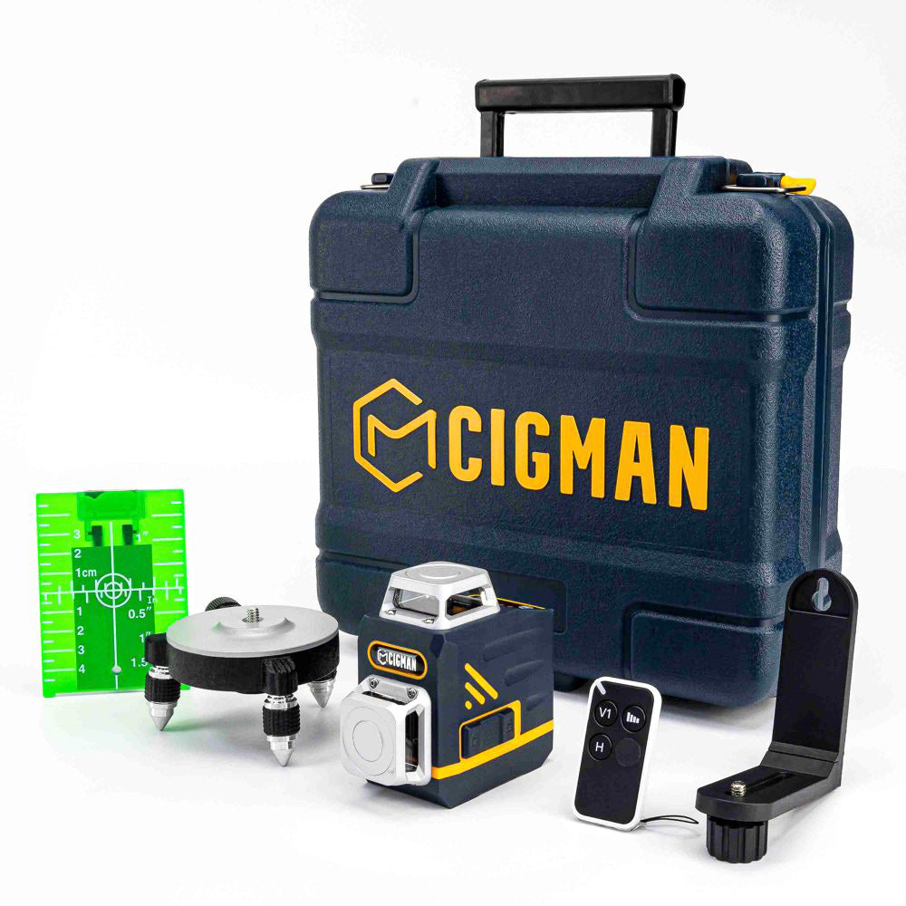 CIGMAN CM720 2 x 360° 8 Line Laser Level, Green Cross Line, Self Leveling, with Remote Controller, Type-C Rechargeable, Magnetic Rotating Stand, IP45 Water & Dust Proof, 100ft Working Range