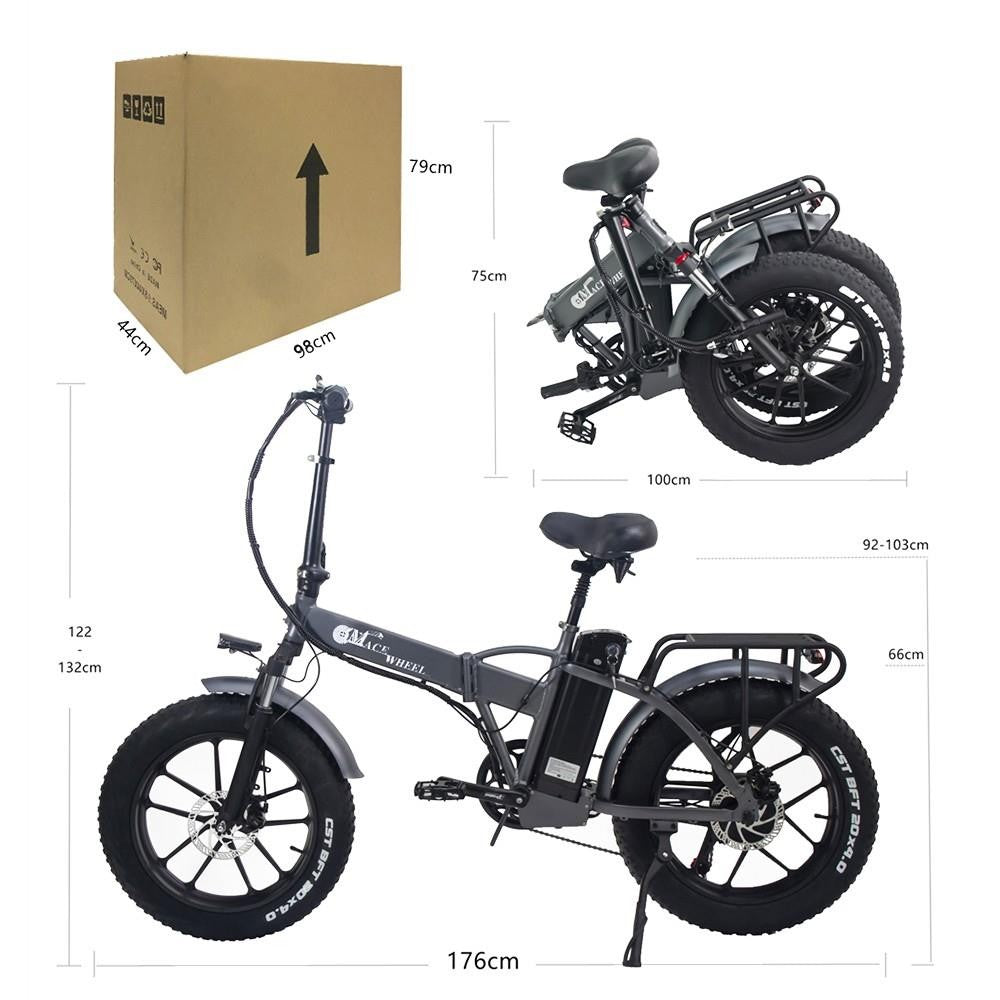 CMACEWHEEL GW20 Electric Bike with Front Basket 20*4.0 inch CST Fat Tire 750W Motor 40km/h Max Speed 17Ah Battery