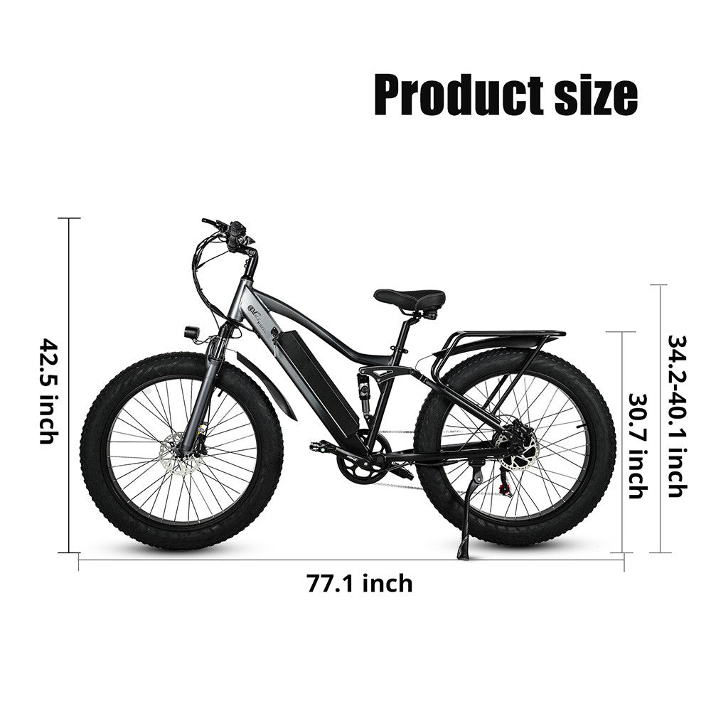 CMACEWHEEL TP26 Electric Bike 26*4.0 inch CST Tire 750W Motor 40-45km/h Max Speed 17Ah Battery