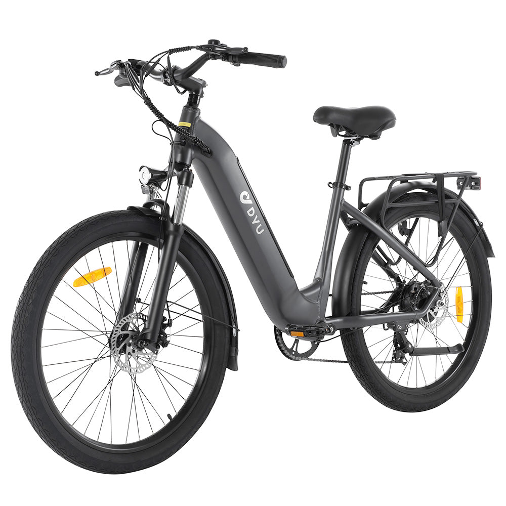 DYU C1 Electric Bike, 350W Motor, 36V 10Ah Battery, 26*2.5" All-terrain Tires, 25km/h Max Speed, 65km Max Range, Dual Disc Brakes
