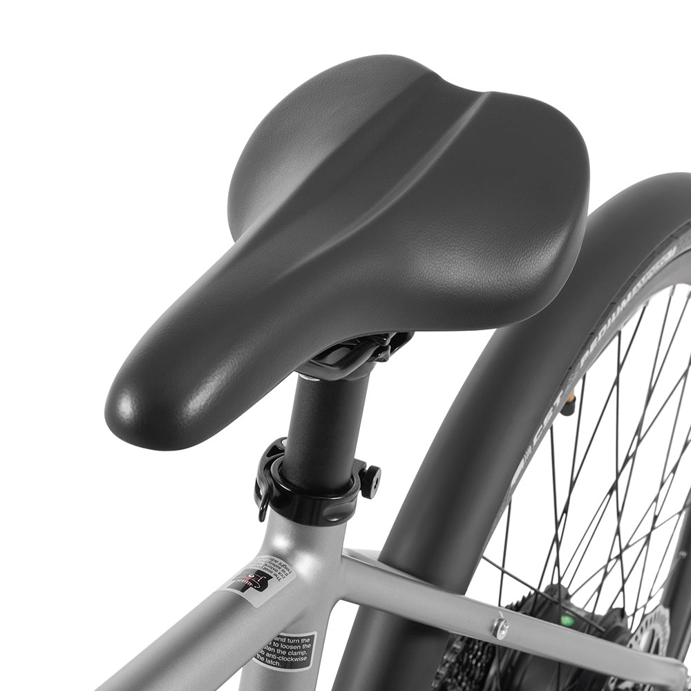 DYU Stroll 1 Electric Bike, 250W Motor, 36V 9Ah Battery, 700*38C CST Tire, 25km/h Max Speed, 100km Range, Dual Hydraulic Disc Brake, Shimano 7-speed, LED Display - Silver