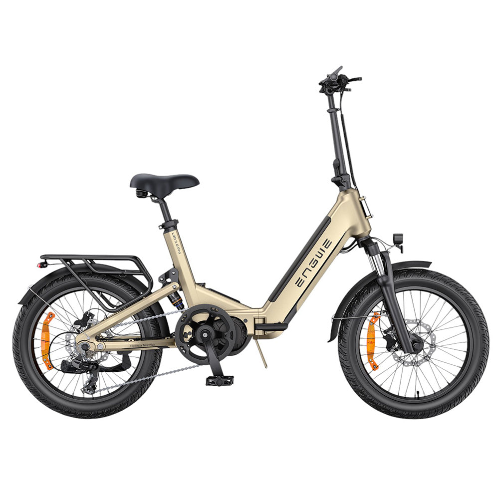 ENGWE L20 3.0 Pro Electric Bike, 250W Motor, 48V 15Ah Battery, 20x3.0 inch Tire, 160km Max Range, Hydraulic Brake, Full Suspension,
Shimano 7-speed - Golden