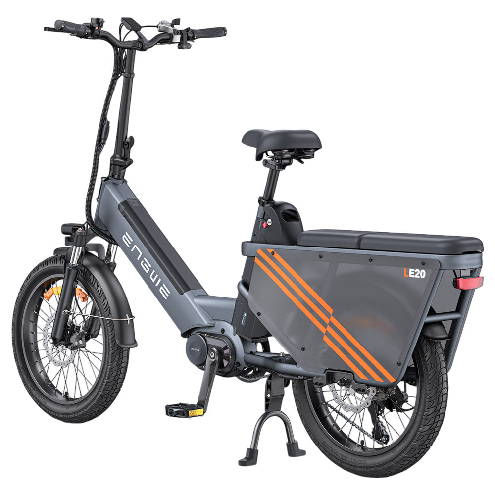 ENGWE LE20 Cargo Electric Bike, 250W Mid-drive Motor, Torque Sensor, 48V 2*19.2Ah Battery, 20x3.0-inch Tires, 25km/h Max Speed, 350km Range, Hydraulic Disc Brakes, Front Suspension, SHIMANO 7-Speed, 200kg Cargo Capacity - Grey