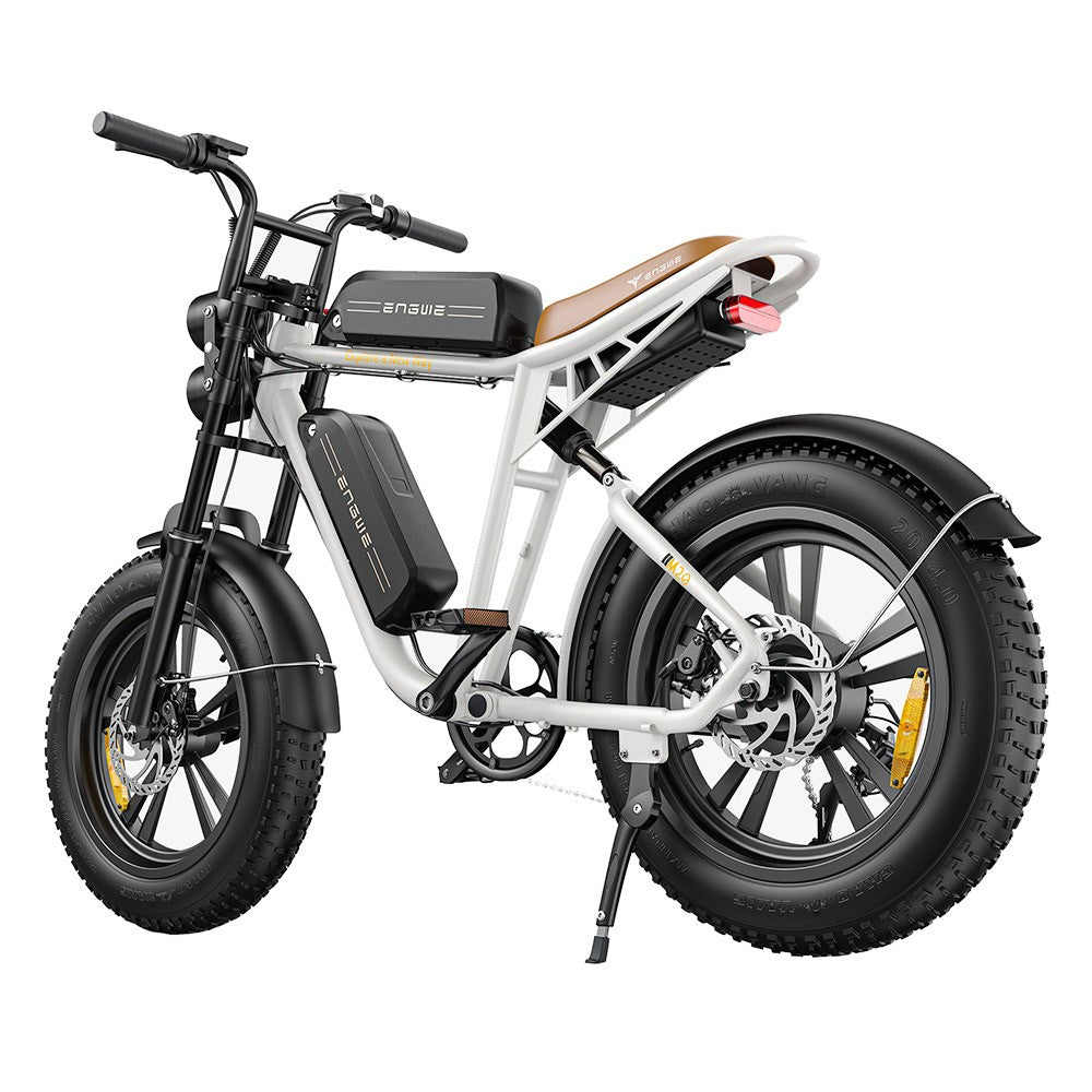 ENGWE M20 Dual Battery Mountain E-Bike 20*4.0 Inch Fat Tires 750W Brushless Motor 45km/h Max Speed 48V 2*13Ah Batteries Front & Rear Disc Brakes Shimano 7-Speed Gear - White