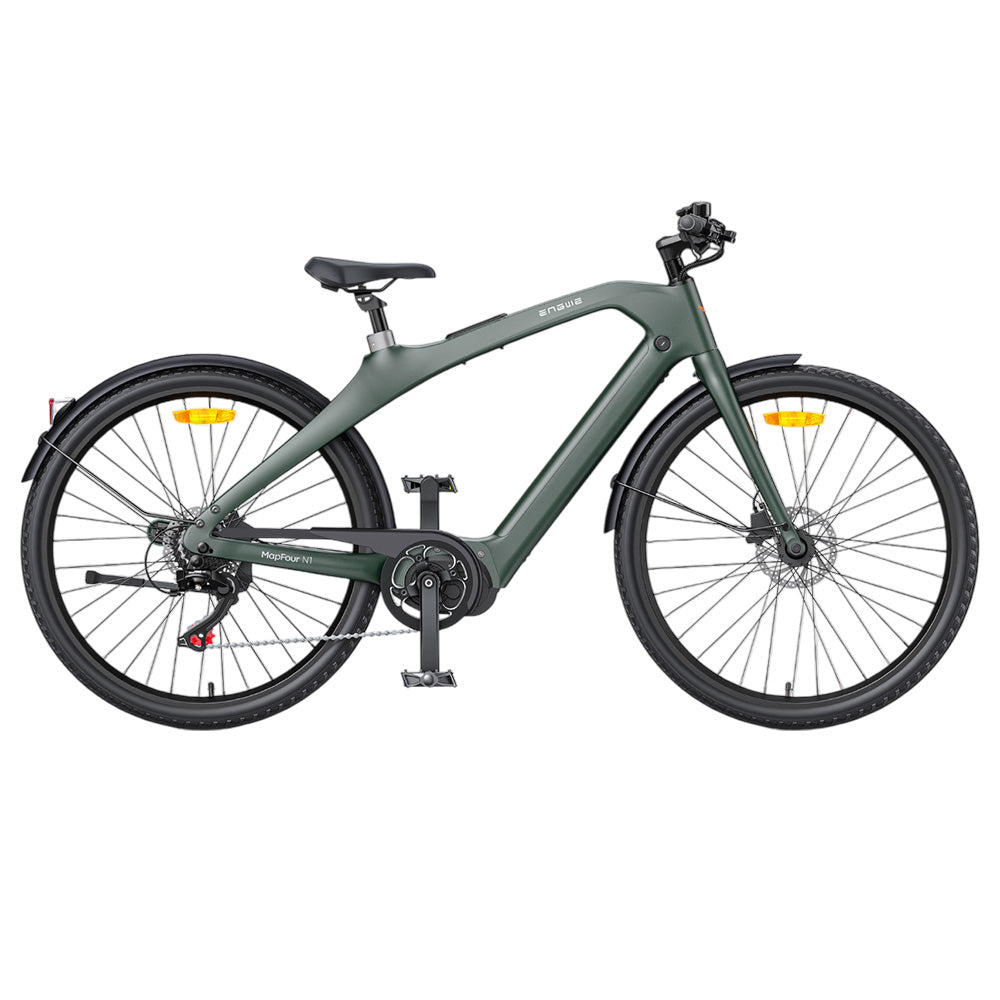 ENGWE MapFour N1 Pro Electric Bike, 250W Motor, 36V 10Ah Battery, 700*42C Spoke Tires, 25km/h Max Speed, 100km Range, Front & Rear Hydraulic Disc Brakes, Shimano 7-speed, Torque Sensor, LED Color Display - Green