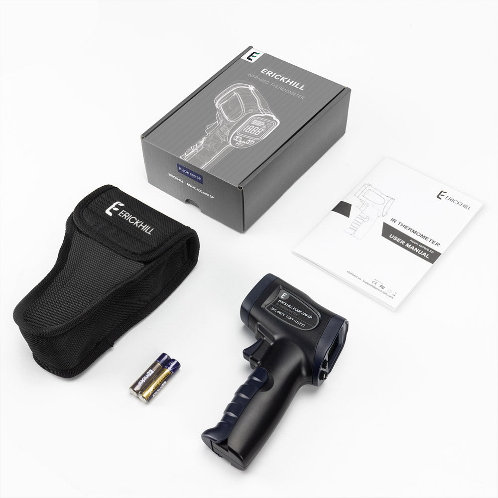 ERICKHILL ROOK600 SP Infrared Thermometer, -58°F to 1112°F, LCD Display, Non-Contact, Vehicle Repair & Inspection, for Brewing, Cooking, DIY Making and Pets Toy, NOT for Humans