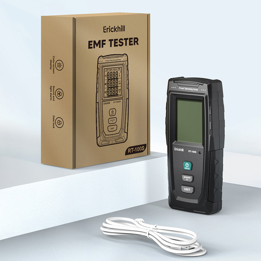 ERICKHILL RT-100S 3 in 1 EMF Detector, Rechargeable Digital Electromagnetic Field Radiation Detector, for Home EMF Inspections, Ghost Hunting