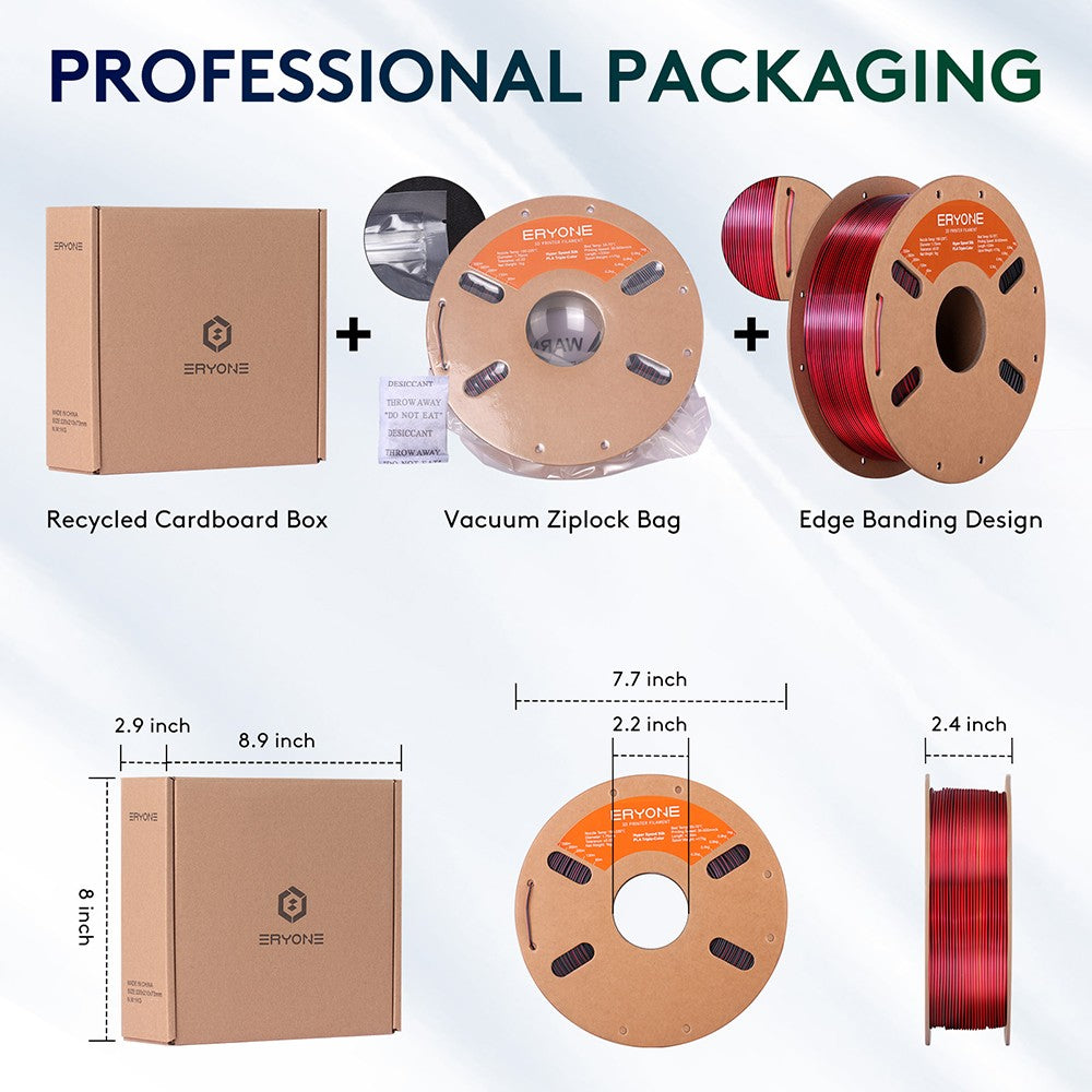 ERYONE High Speed Silk Tri-color PLA Filament 1kg, Black & Red & Golden