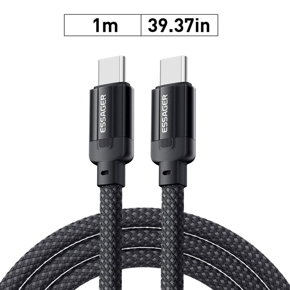 ESSAGER 100W 5A Type-C to Type-C Charging Cable, USB2.0 480Mbps, Magnetic Adsorption, Flexible Adjustment, E-Marker Chip, 1m