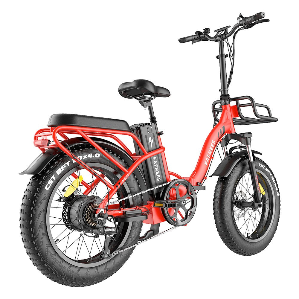 Fafrees F20 Max Electric Bike 20*4.0 Inch Fat Tire 500W Brushless Motor 25Km/h Speed Removable 48V 22.5Ah Samsung Cell Battery Front & Rear Disc Brakes Shimano 7-Speed Gear 150KG Max Speed Folding E-bike with Footrest - Red
