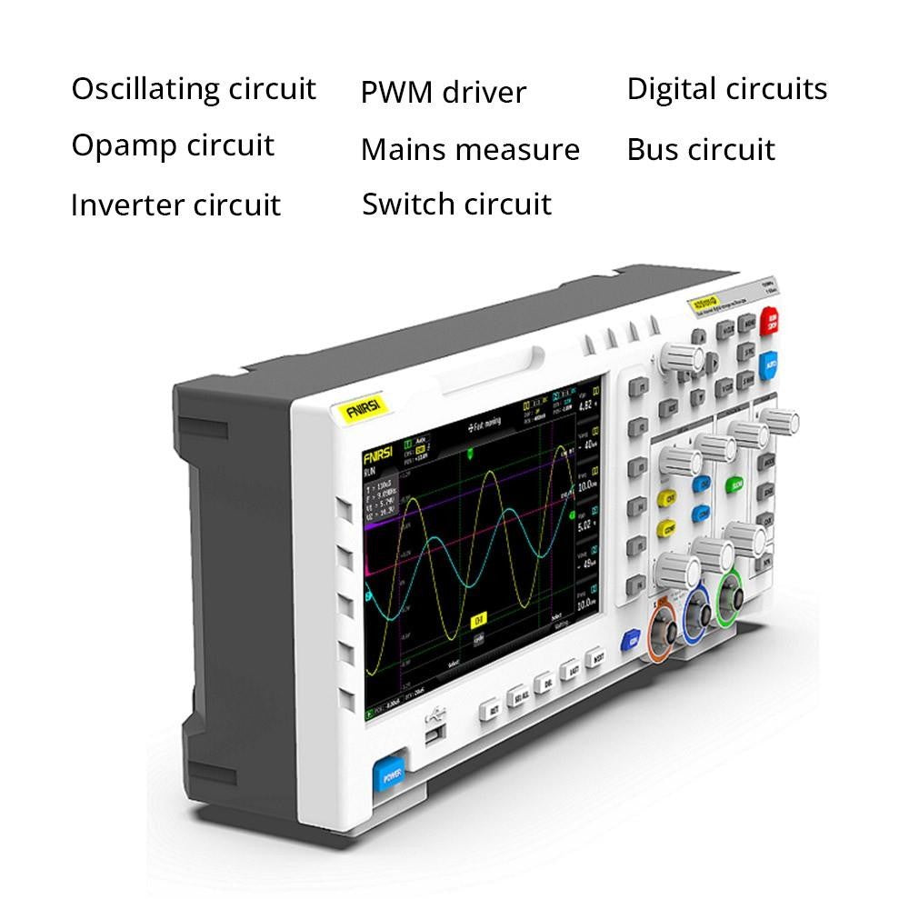 FNIRSI 1014D 2 in 1 Digital Oscilloscope, 2 Channels, 100Mhz Bandwidth, 1GSa/s Sampling Rate, DDS Signal Generator - EU Plug