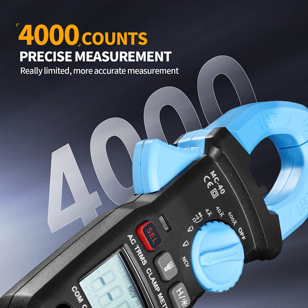 FNIRSI MC40 Digital Clamp Meter, 6000 Counts True RMS, Auto Range, 600A Current Measure
