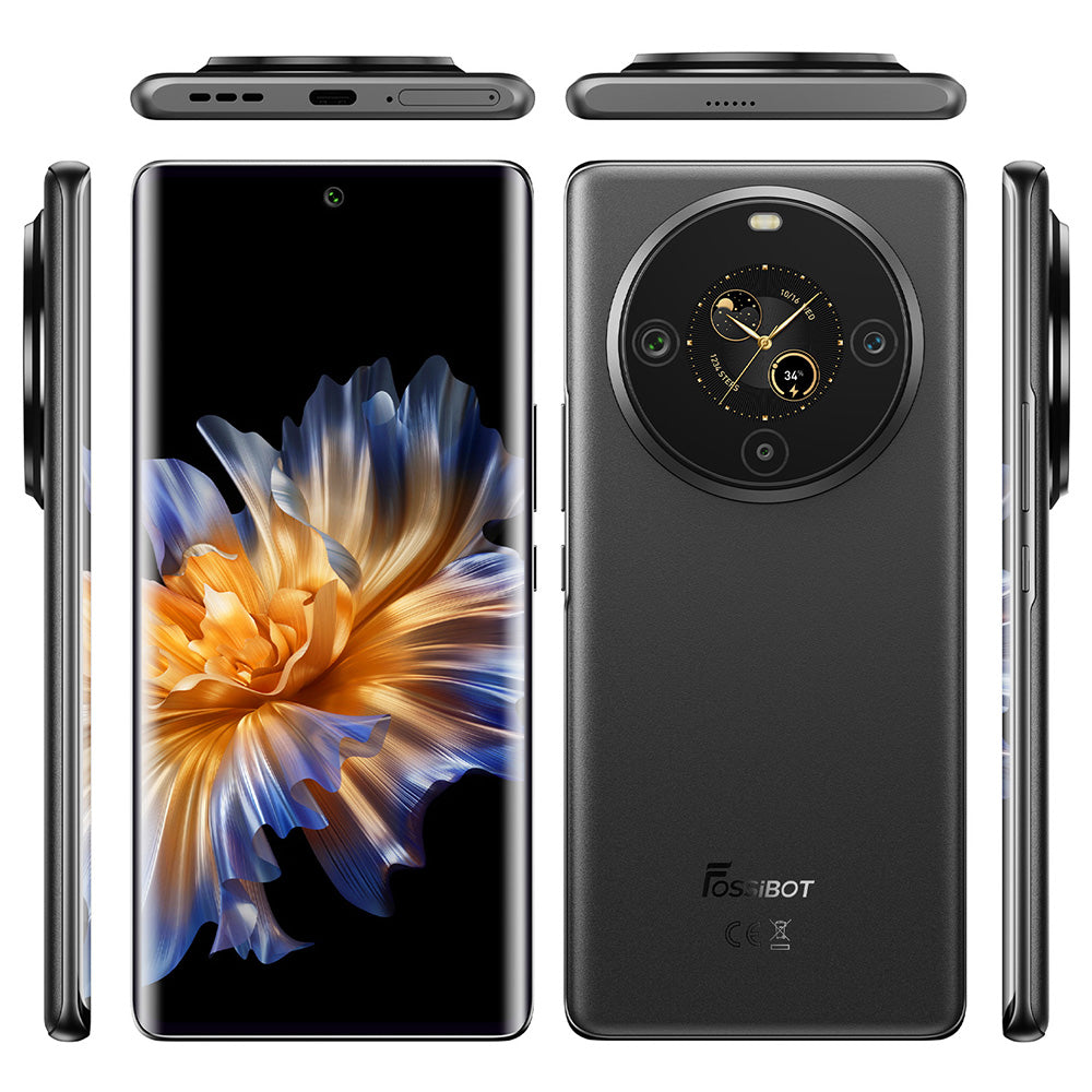 FOSSiBOT S3 Pro 4G Smartphone, 6.67" AMOLED Curved Display, 1.09" Rear Screen, 6GB RAM 128GB ROM, 64MP AI Camera, 5000mAh Battery, Helio G85, NFC, Dual SIM, Android 14, Face Unlock, Black