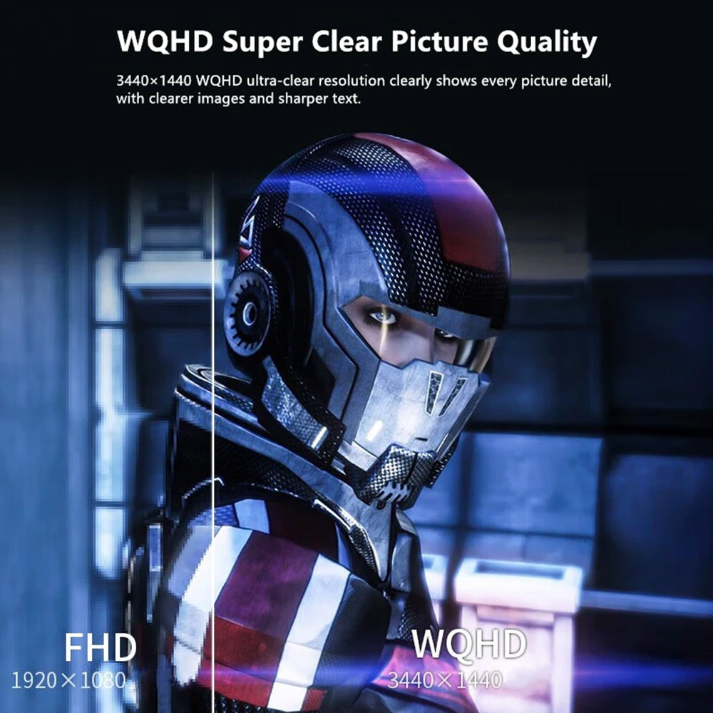 FYHXele FY34WQHC 34-inch Gaming Monitor, 3440*1440 WQHD 1500R VA Screen, 165Hz Refresh Rate, 3000:1 Contrast Rate, HDR 400, 1ms Response Time, FreeSync & Adaptive Sync, Game Plus, 2*HDMI 2.0, 2*DP 1.4, 100*100mm VESA Mounting