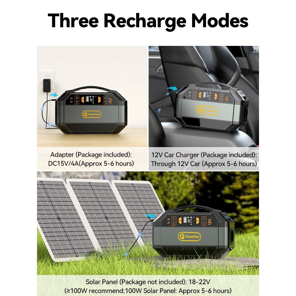 Flashfish P56 Portable Power Station, 288.6Wh/78000mAh Battery Pack Solar Generator, 330W AC Output, 600W Peak Output, 230V Pure Sine Wave, 9 Outlets, LED Display