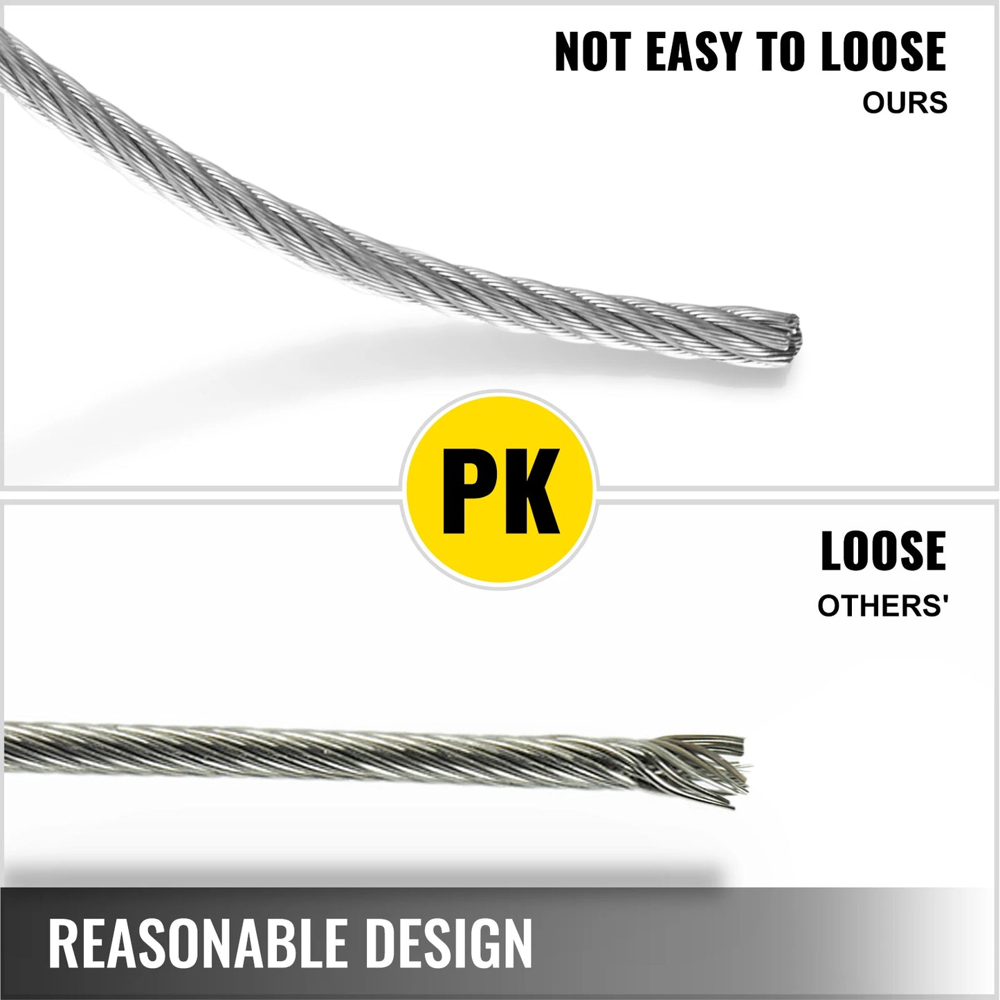 VEVOR 100M 150M 300M drátěné lano 316 Nerezová ocel Silné napětí Měkké rybářské zvedací lanko 1*19 Stavební šňůra na prádlo 3,2MM