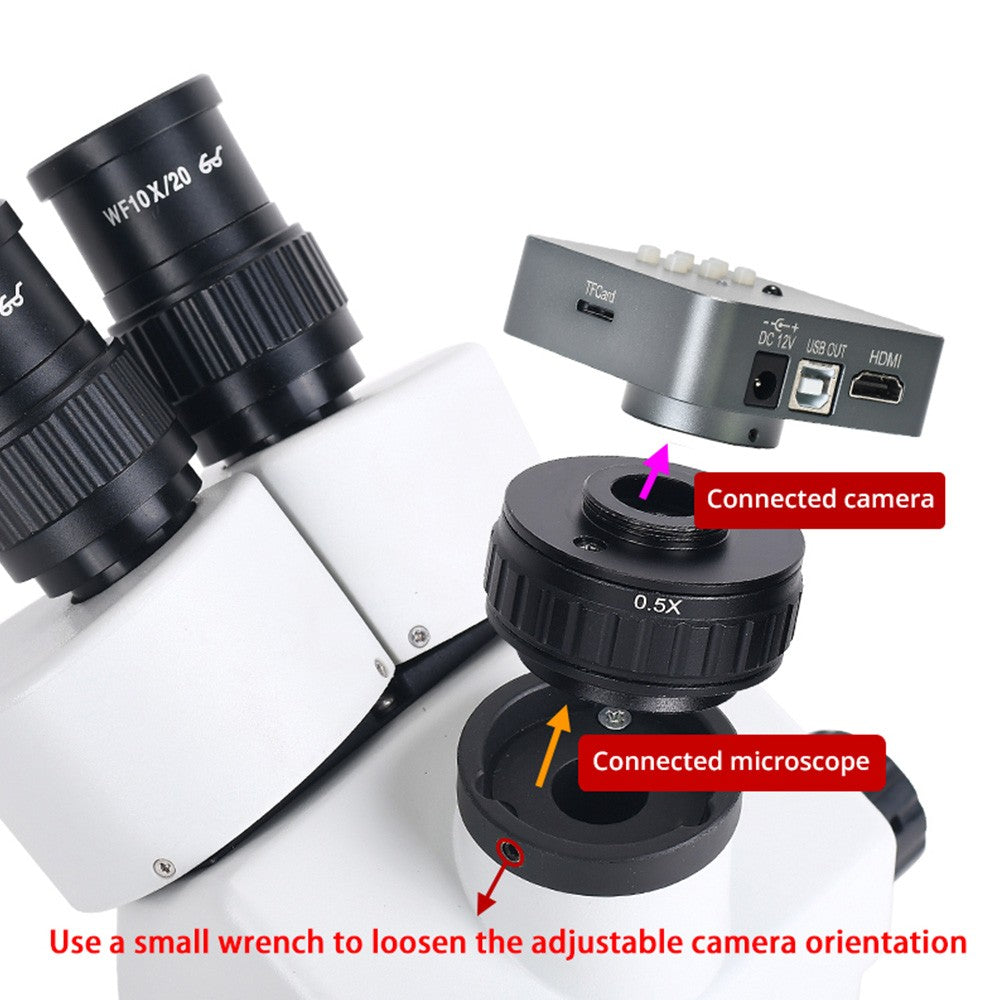 HAYEAR 0.35X C-Mount Lens Adapter, Microscope Camera Connector, Focus Adjustable, Trinocular Stereo Micro
