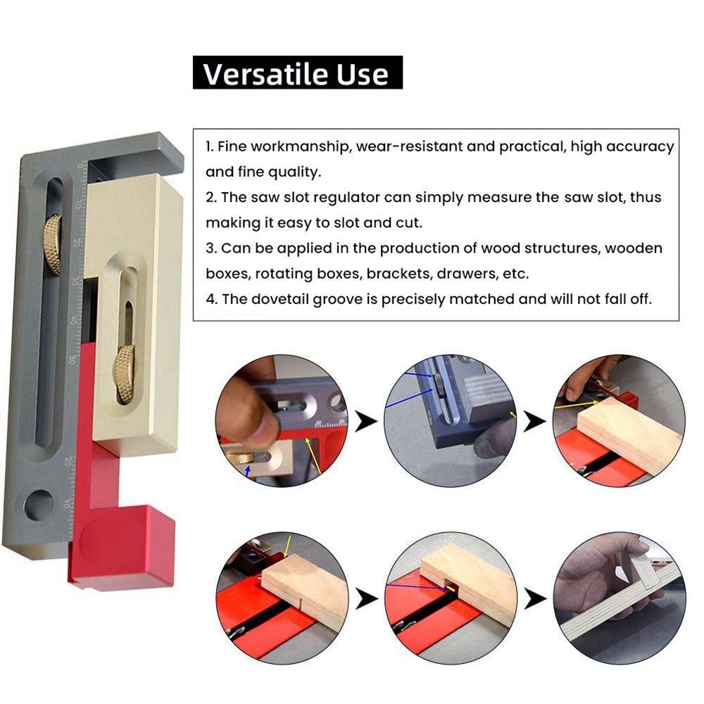 HONGDUI JF06 Woodworking Table Saw Slot Regulator, Mortise Tenon Tool Movable Measuring Block