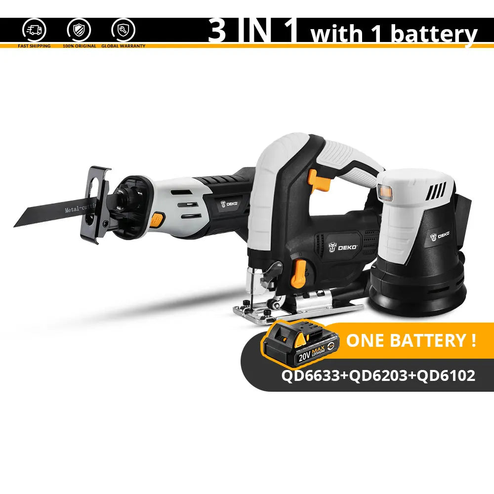 Akumulátorová přímočará pila DEKO 20V s nastavitelnou rychlostí s baterií a 4dílnými listy Elektrické nářadí