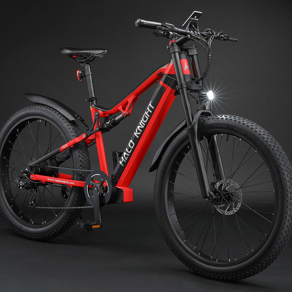 Halo Knight H03 Electric Bike, 1000W Motor, 48V 19.2Ah Battery, 27.5*3.0-inch Tire, 50km/h Max Speed, 90km Max Range, Hydraulic Brakes, Shimano 7-speed - Red