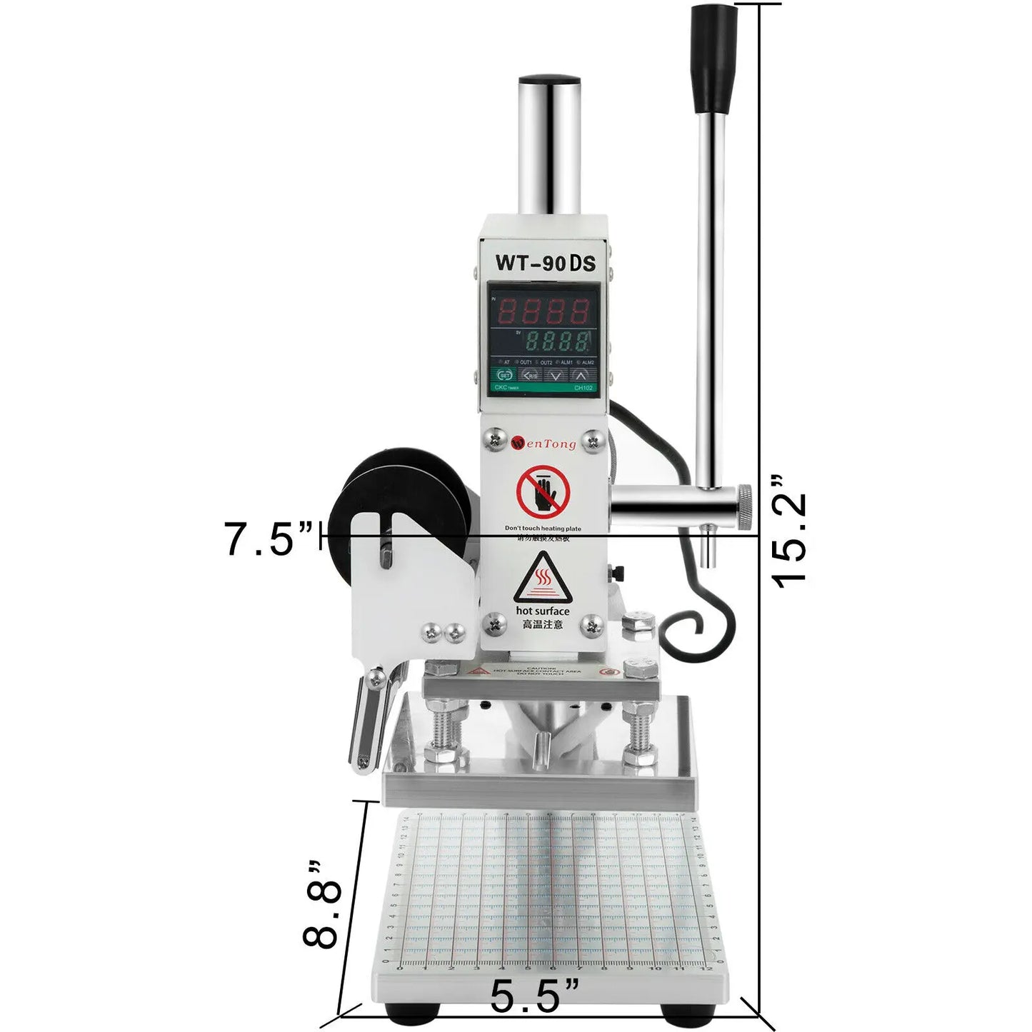 VEVOR WT-90DS Horká ražba fólie Ruční digitální tepelný lis Stroj na PVC Kůže Dřevo Vlastní embosování loga Bronzování