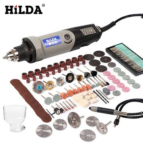 HILDA Elektrická vrtačka Rotační nářadí Elektrické nářadí Variabilní rychlost 400W Mini vrtačka 6polohová Rotační nářadí Mini bruska