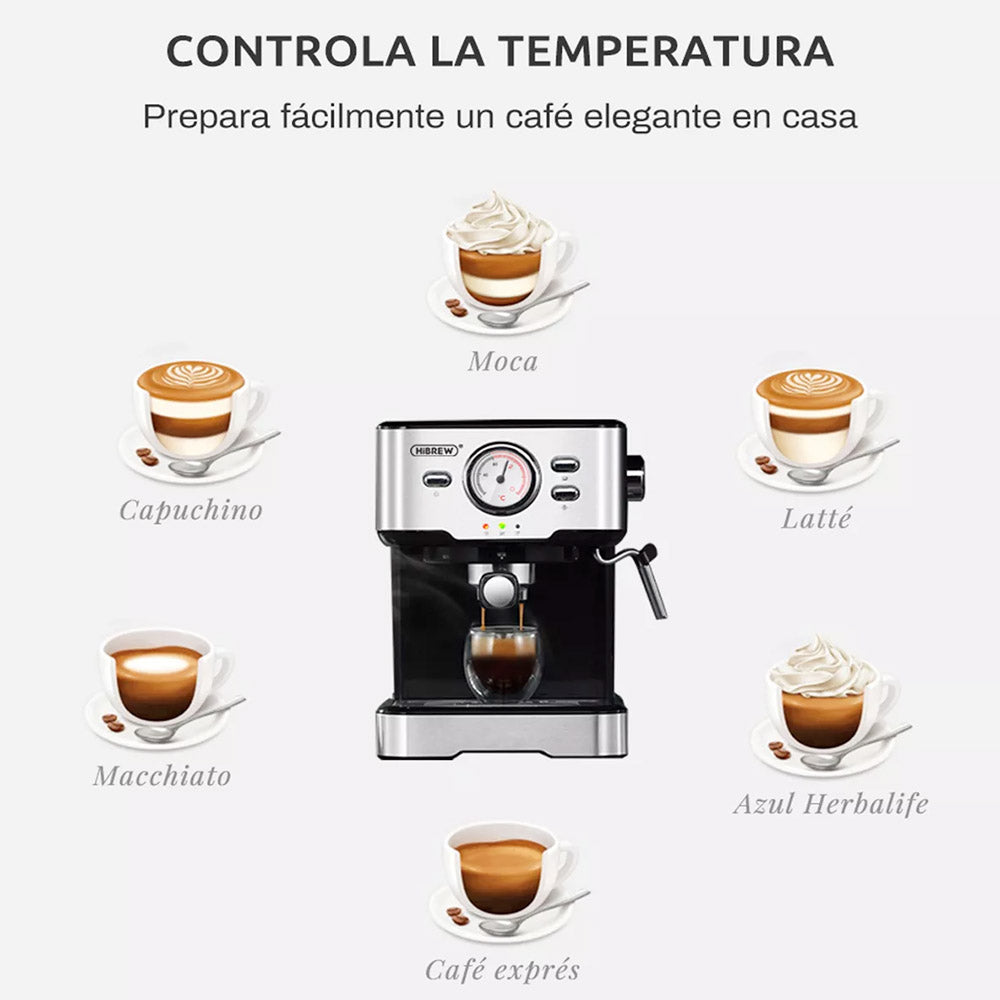 HiBREW H5 1050W Coffee Maker, 20 Bar Semi-Auto Cappuccino Espresso Coffee Machine, 1.5L Capacity, Temperature Display