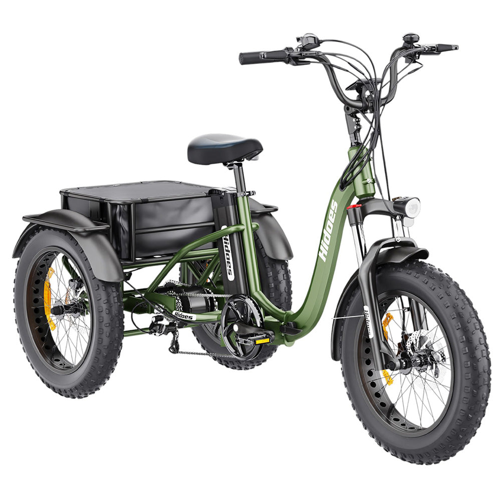 Hidoes HD-ET1 Electric Tricycle with Rear Rack 150kg Load, 750W 85NM torque Rear Drive Motor, 960Wh (48V 20Ah) Removable Battery Max 65km Range, 20*4.0-inch Tire, 3* Disc Brake, Front Lockable Suspension, 7 Gear Reverse and Park Button