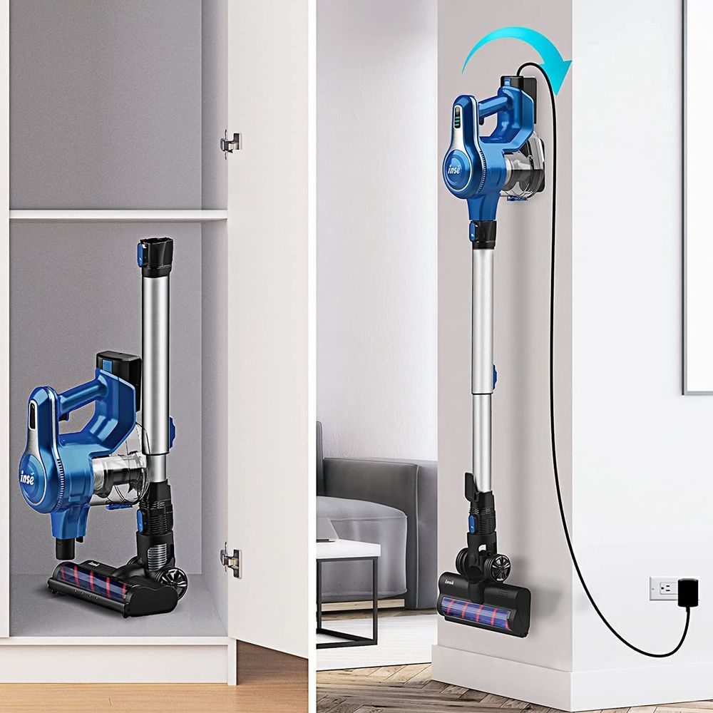INSE S6P Cordless Handheld Vacuum Cleaner 23KPa Suction 250W Brushless Motor 2500mAh Detachable Batteries for Wood Floor, Carpet, Stair, Curtain, Car, Furniture - Blue