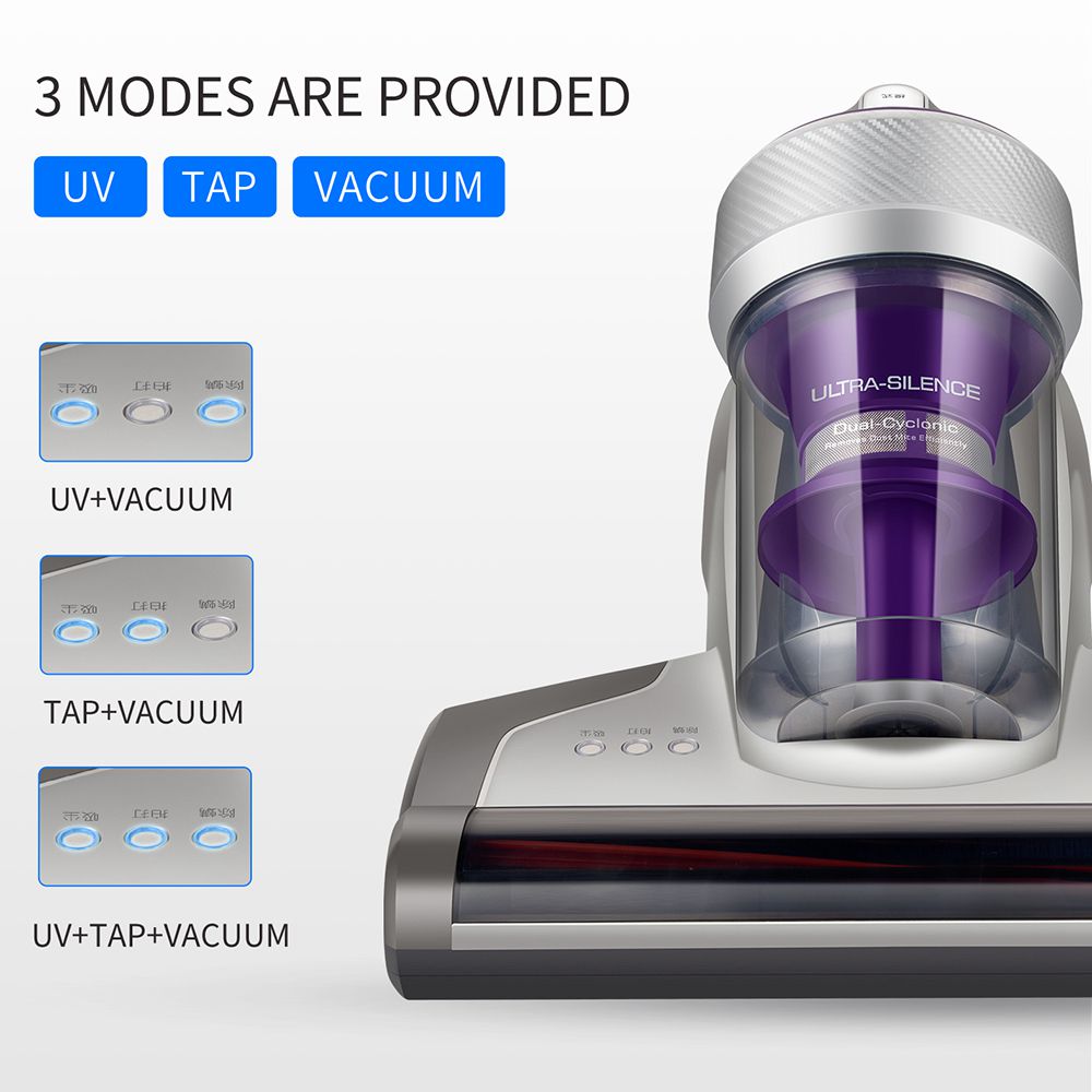 JIMMY JV35 Bed Vacuum Cleaner for Mattress with UV Light, 14Kpa Strong Suction, Dual Cyclone Filtration, High-Temperature UV Acaricide, 5S Rapid Heating, 99.99% Mites Removal, Handheld Vacuum Cleaner for Bed & Sofa - Gray