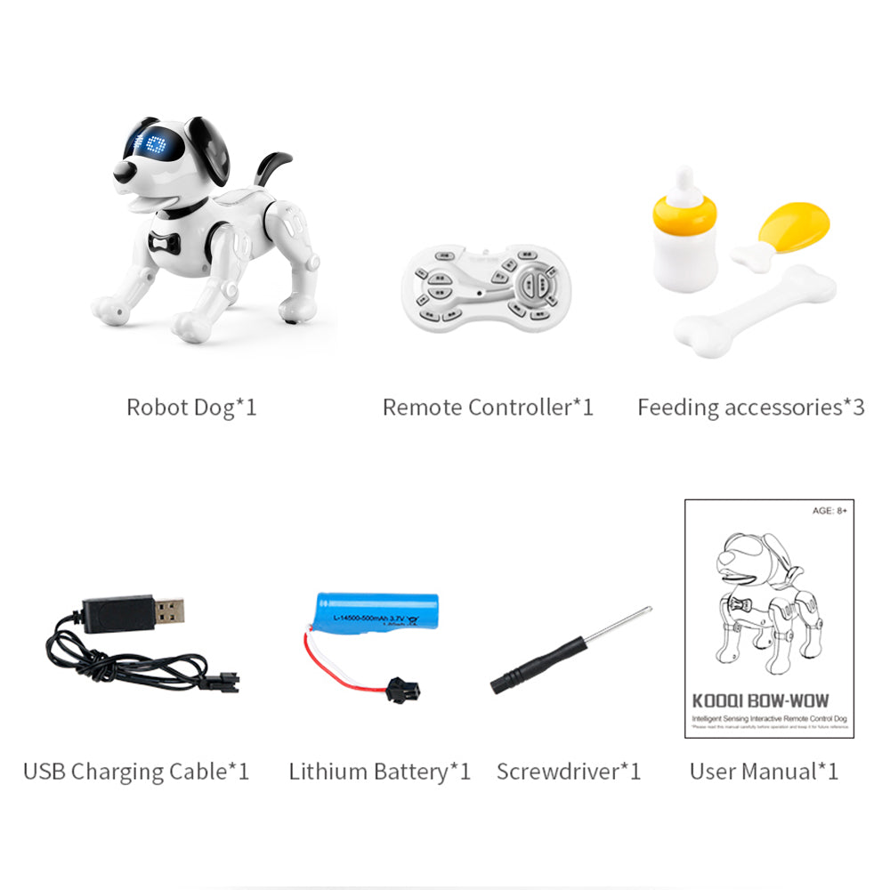 JJRC R19 Remote Control Robot Dog Toy Interaction RC Robotic Stunt Puppy Educational Toy for Kids - White