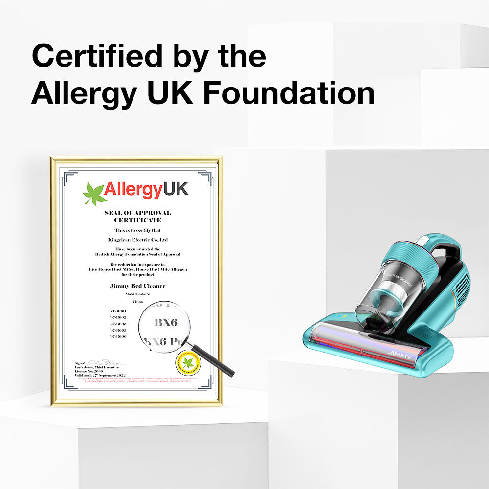 JIMMY BX6 Handheld Anti-Mite Vacuum Cleaner, Bed Vacuum Cleaner, 600W Suction, Strong Tapping Ultrasonic & UV Light Intelligent Dust Recognition, 240mm Widened Suction Port, 3 Modes, 0.5L Dust Cup - Blue