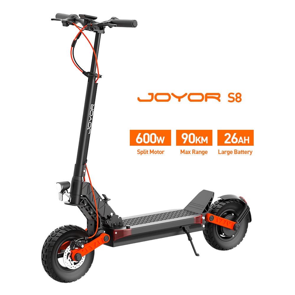 JOYOR S8 Electric Scooter, 600W Motor, 48V 26AH Battery, 10 Inch Tires, 25km/h Max Speed, 90km Range, Dual Mechanical Disc Brake