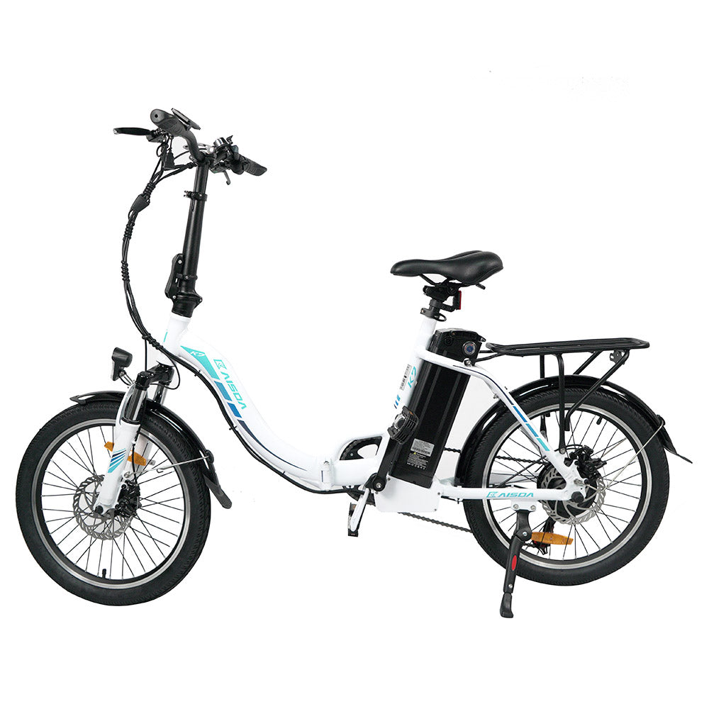 KAISDA K7 20*1.95 inch Tire Folding Electric Moped Bike 350W Motor 25-28Km/h Max Speed Mountain Bicycle SHIMANO 7-Speed APP Control - White