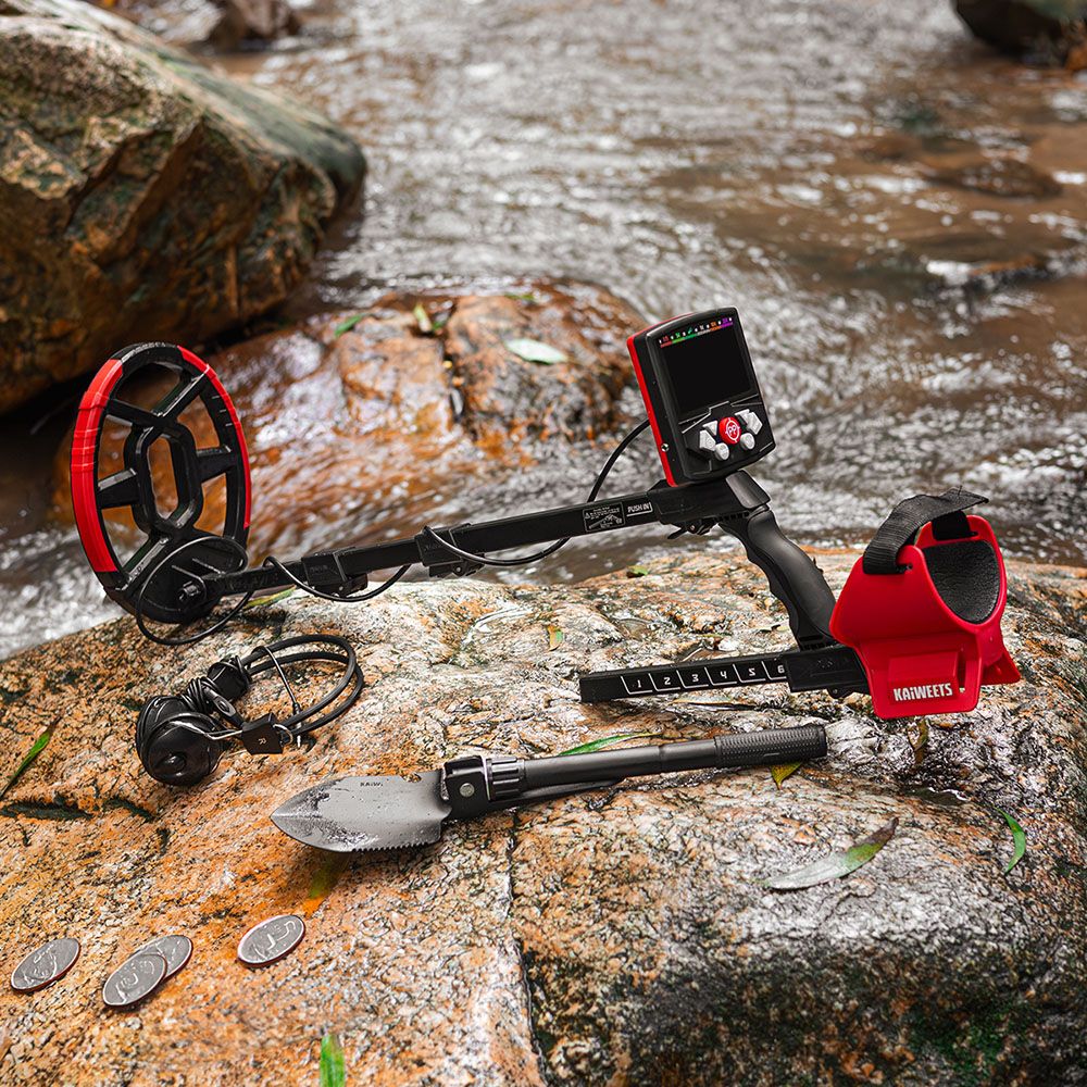 KAIWEETS EXPLORER X II Metal Detector, 4 Detection Modes, LCD Screen, Adjustable Long Stem, IP68 Waterproof Coil