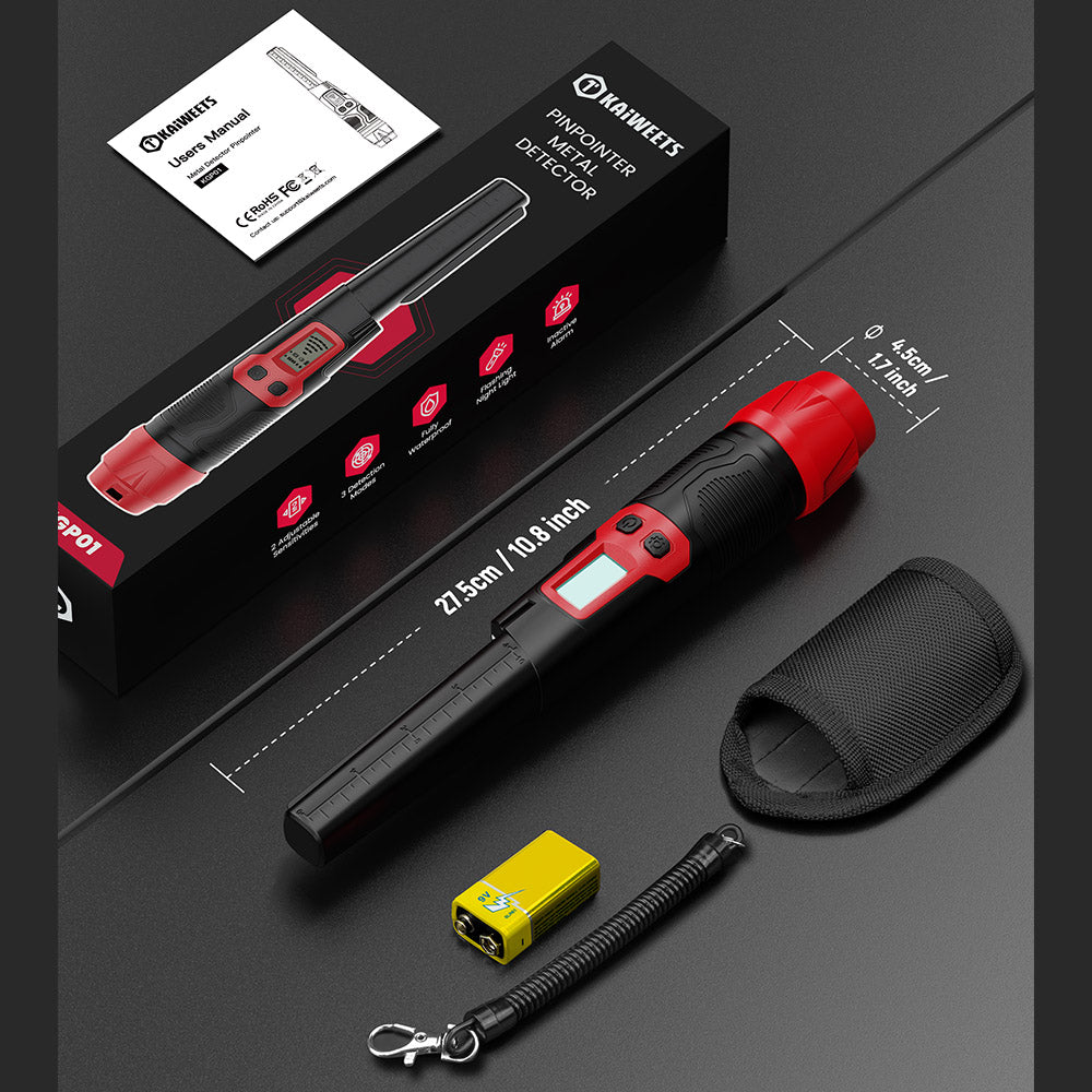 KAIWEETS PREC-POINTER I Metal Detector Pinpointer, 360° Detection, IP68 Waterproof, LCD Screen & Flashlight, 3 Alert Modes