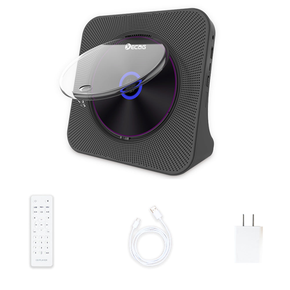 Kecag KC-806 Desktop CD Player with LED Display Bluetooth 5.0 Remote Control FM Radio MP3 Headphone Jack USB - Black