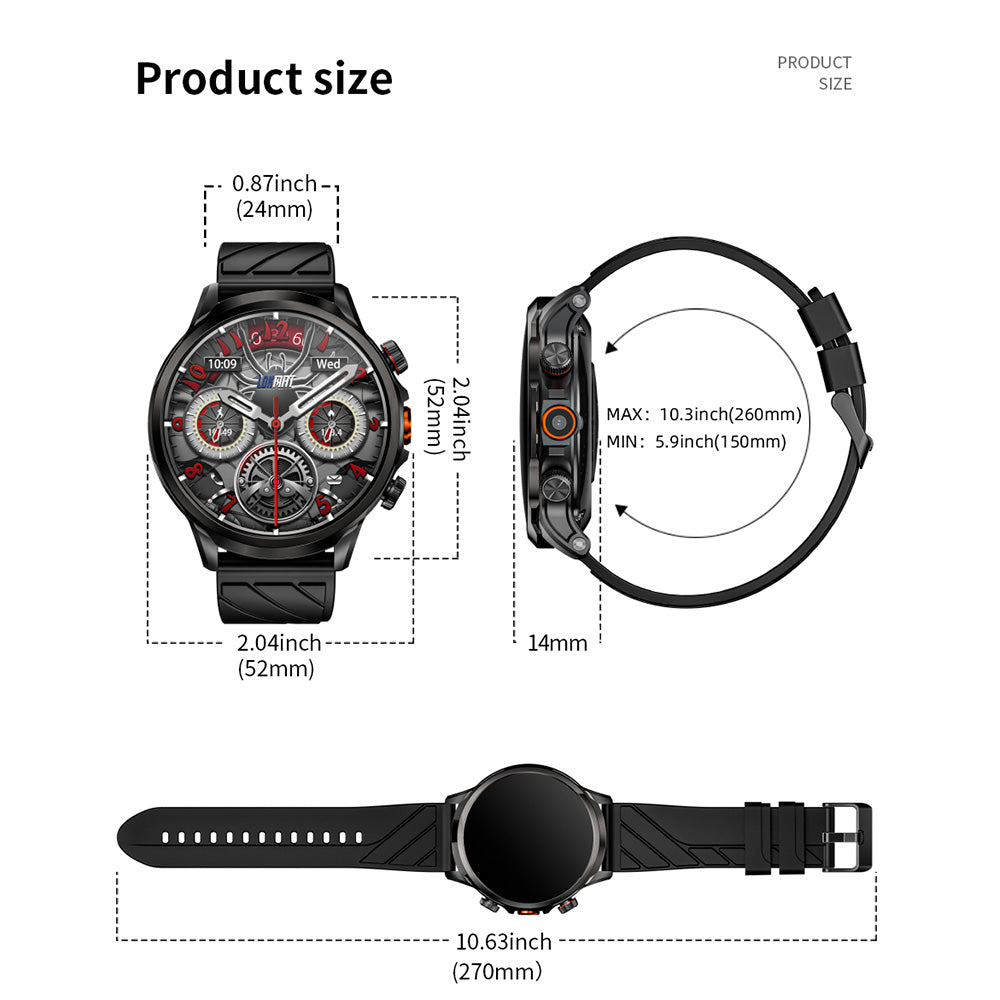 LOKMAT APPLLP 8 Pro Smartwatch, Android 8.1, 1.85'' HD TFT Screen, 4G Calling, NFC Access, Heart Rate Blood Oxygen Monitoring