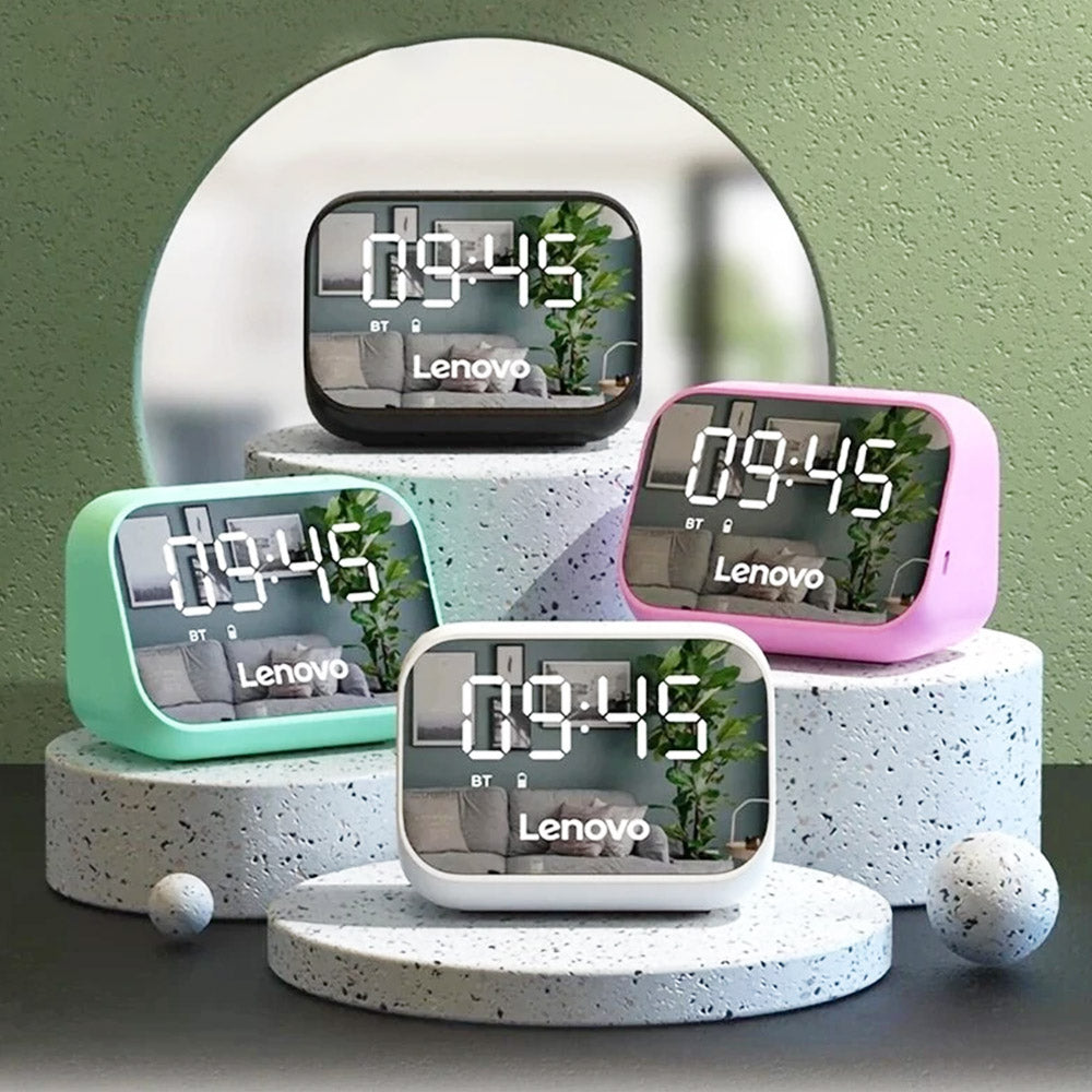 Lenovo TS13 Desktop Speaker Alarm Clock Wireless Bluetooth Stereo Speaker 1500mAh Battery Mirror Digital Display - White