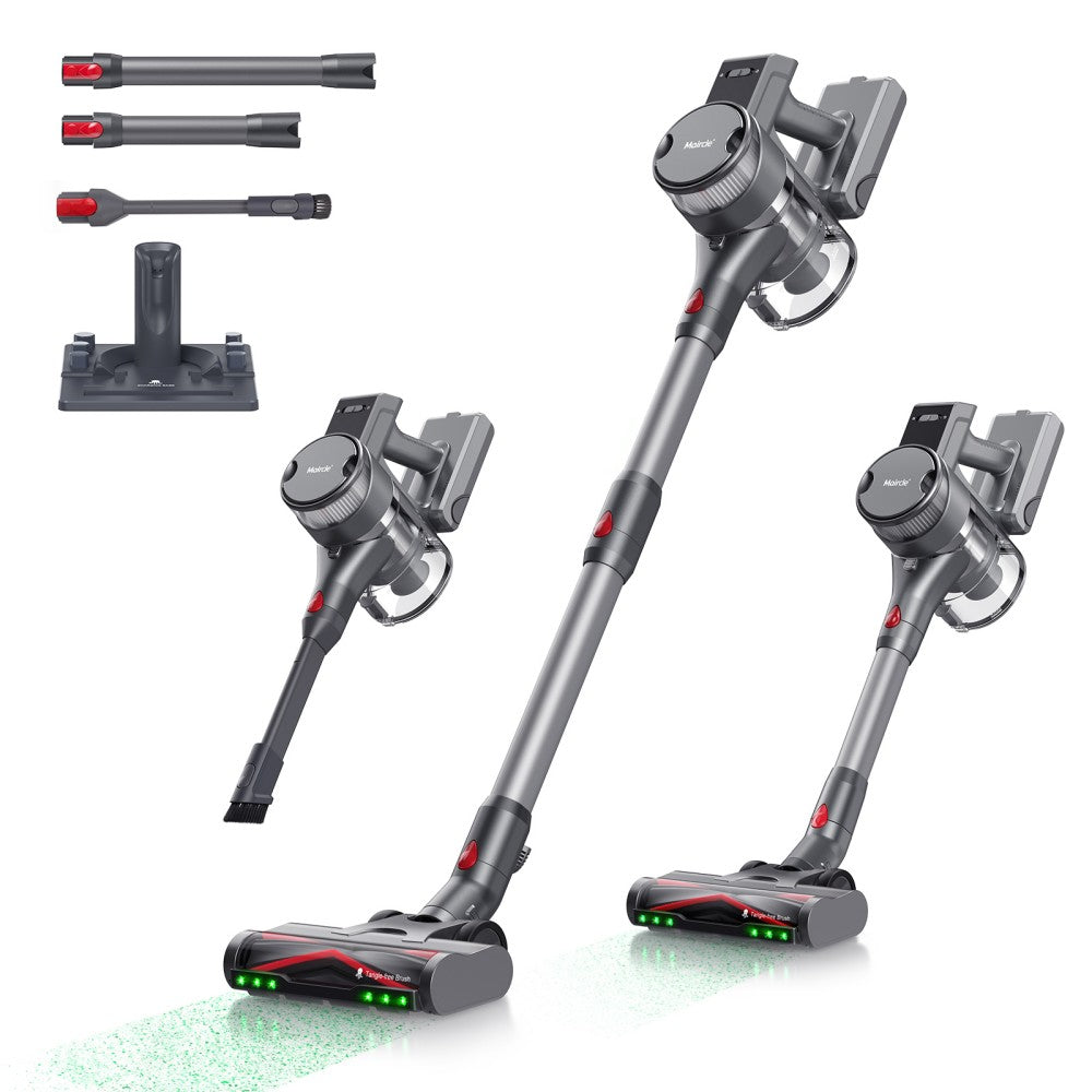Maircle S3-Pro B Cordless Vacuum Cleaner, with Storage Rechargeable Base, Green Light Technology, 70min Long Battery Life, ≤72db Low Noise, Anti-Tangle Brush, LED Display
